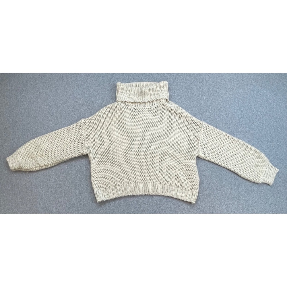 Billabong Sweater Womens Medium Beige Turtle Neck Chunky Knit Long Sleeve